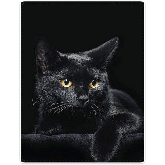 50"x60" Blanket Soft Fluffy Flannel Fleece Throw Black Cat