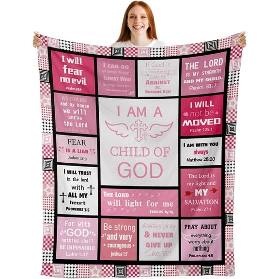 50"x60"Christian Gifts for Women Blanket - I Am a Child of God Blankets - Inspirational Religious Birthday Gifts - Baptism Confirmation Gifts for Girls - Catholic Spiritual Gifts for Women