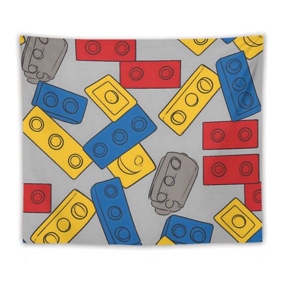 50"x60" Multi-Function Tapestries Soft And Durable Close Skin Light And Easy To Hang Or Fold Multicolored Building Blocks on A Gray Background