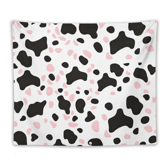 50"x60" Multi-Function Tapestries Soft And Durable Close Skin Light And Easy To Hang Or Fold Simple Cow Print Pattern White Background, Pink And White_1