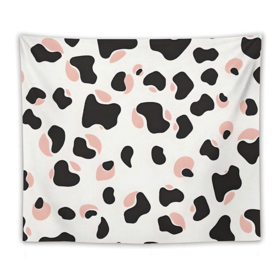 50"x60" Multi-Function Tapestries Soft And Durable Close Skin Light And Easy To Hang Or Fold Simple Cow Print Pattern White Background, Pink And White_2