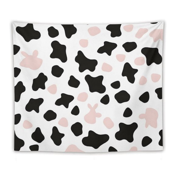 50"x60" Multi-Function Tapestries Soft And Durable Close Skin Light And Easy To Hang Or Fold Simple Cow Print Pattern White Background, Pink And White_3