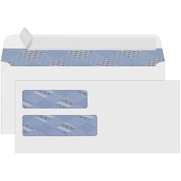 500#10 Double Window Security Envelopes, GYA NO.10 Self-Seal Window Envelopes Designed for QuickBooks Invoices, Business Statements & Documents - Number 10 Size 4 1/8 Inch X 9 1/2 Inch - 24 LB