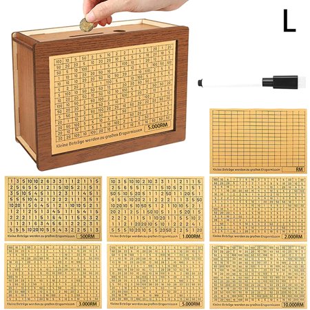 500/1000/2000/3000/5000/10000 Ringgit Mal Box Piggy Bank Wooden Money Bank Reusable Money Box With Saving Goal And Numbers Boxes
