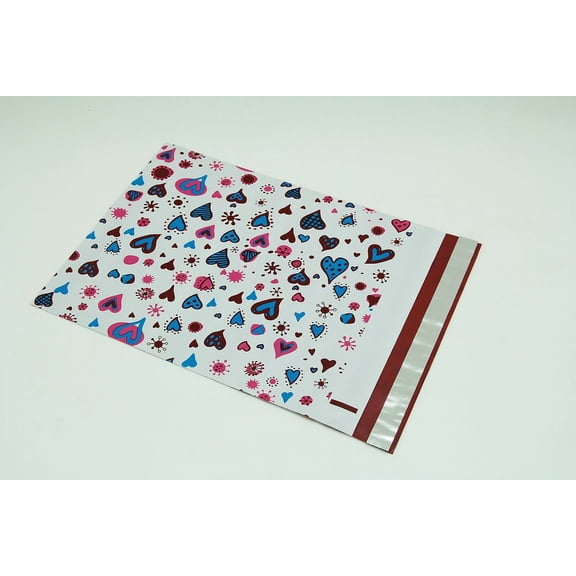 500 10x13 Blue Hearts Designer Poly Mailers Envelopes Boutique Custom Bags