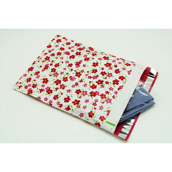 500 10x13 Pink Flowers Designer Poly Mailers Envelopes Boutique Custom Bags