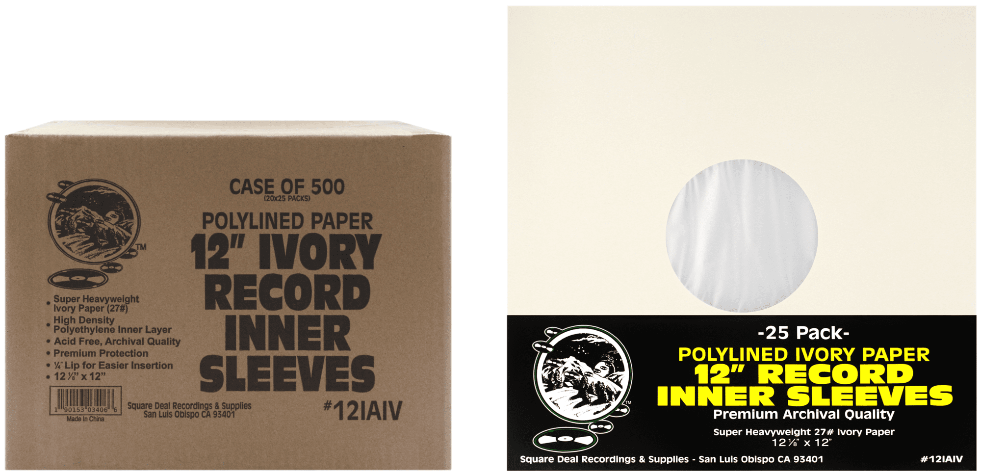 (500) 12 Premium Ivory Polylined Record Inner Sleeves - Archival ...