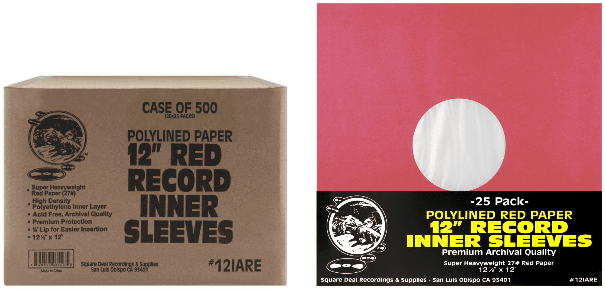 Polylined Inner Sleeves (500) 12 Premium Red Polylined Record Inner Sleeves - Archival Quality ...