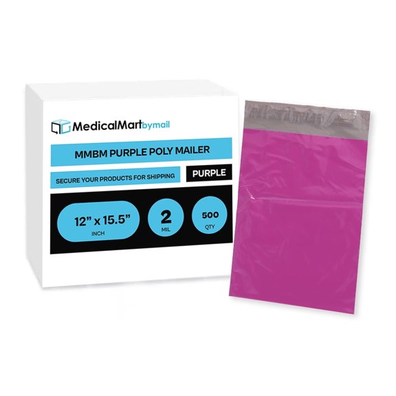 MMBM Purple Poly Mailers 12" x 15.5" 2 Mil Self-Adhesive Shipping Envelopes or Retail Packaging Needs 500 Pack