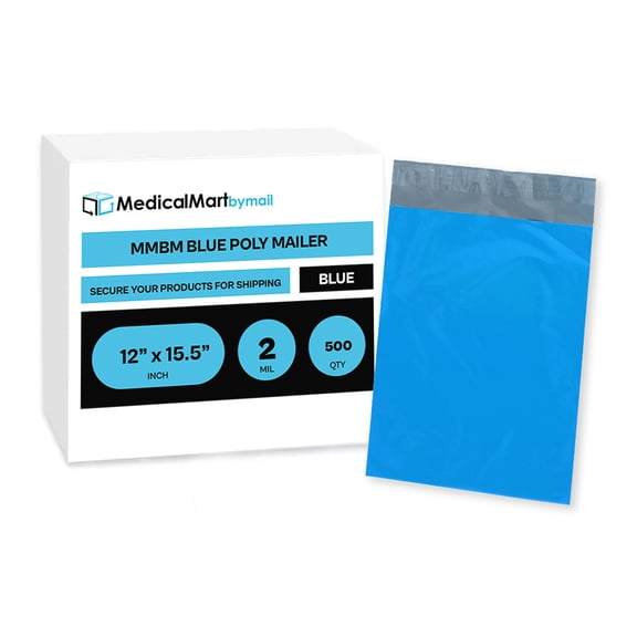 MMBM 500 Blue Poly Mailer 12" x 15.5" Premium 2 Mil Self Seal For Moving, Packing and Shipping