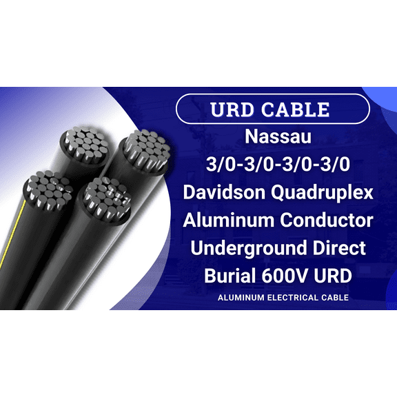500' 3/0-3/0-3/0-3/0 Davidson Aluminum URD Quadruplex Cable 600V Wire