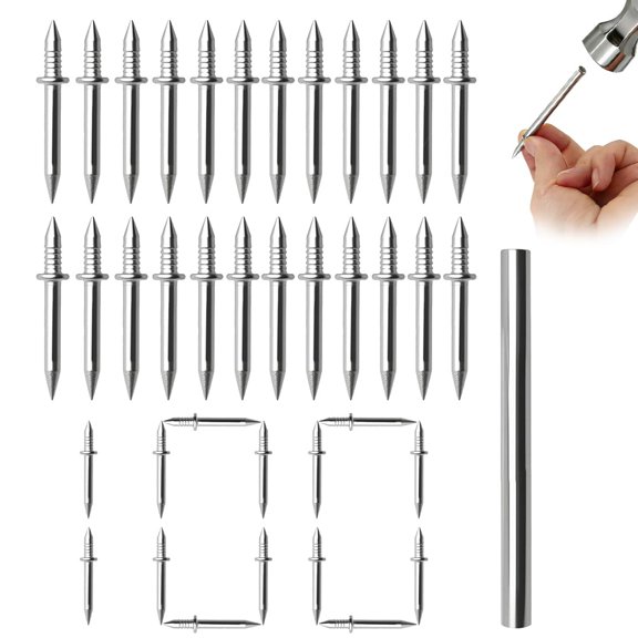 500/300/100 PCS Double Head Skirting Nails, Invisible Seamless Baseboard Screws for Solid Wood Trim,Double-Sided Installation (Single-head, 100 PCS)