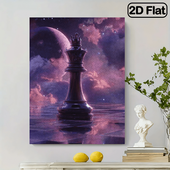 500/500/1200pcs Jigsaw Puzzle Suitable for Adults - Thick Durable Seamless Starry Sky Chess Game with Cosmic King Pieces Standing Board, Portable Brain for Strategy, Nebula Tabletop Puzzle for,