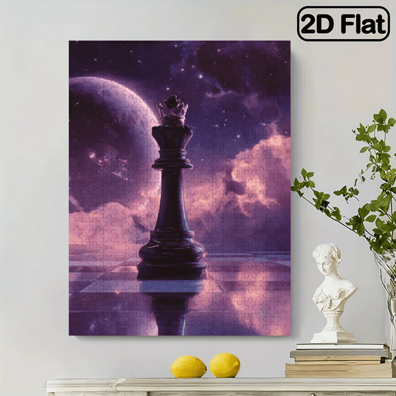 500/500/1200pcs Jigsaw Puzzle Suitable for Adults - Thick Durable Seamless Starry Sky Chess Game with Cosmic King Pieces Standing Board, Portable Brain for Strategy, Nebula Tabletop Puzzle for,