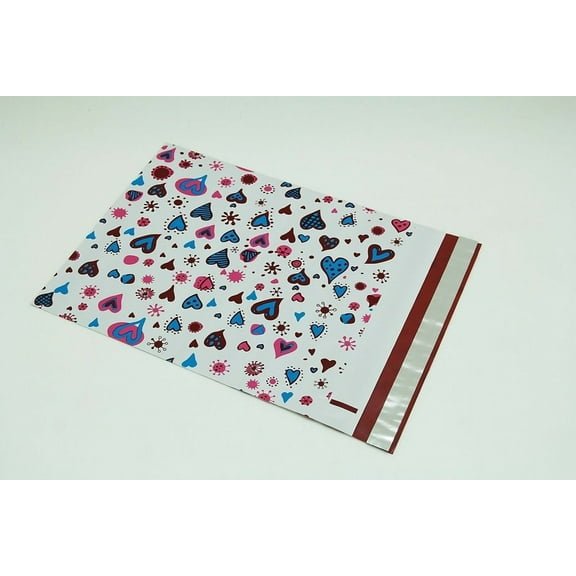 500 6x9 Blue Hearts Designer Poly Mailers Envelopes Boutique Custom Bags