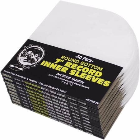 (500) 7 Round Bottom Vinyl Record Inner Sleeves - 2mil Thick - Archival Quality - 07IH02R