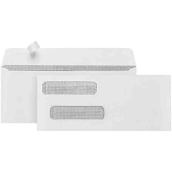 500#8 Self Seal Double Window Security Envelopes Designed for QuickBooks Checks - Computer Printed Checks - 3 5/8 X 8 11/16 (Not for Invoices)$$Office