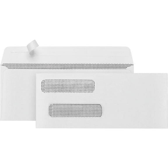 500#8 Self Seal Double Window Security Envelopes Designed for QuickBooks Checks - Computer Printed Checks - 3 5/8 X 8 11/16 (Not for Invoices)