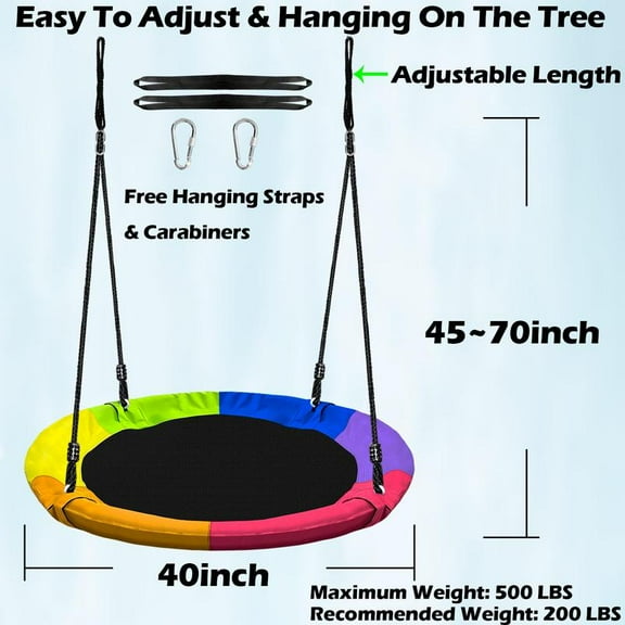 500-800lb Giant 60" Platform Tree Swing,Saucer Swing with Swing Stand,Rectangular Platform Swing,for kids and adults ,Outdoor Tree Swing, 2 Hanging Straps Adjustable Multi-Strand Ropes(Blue)