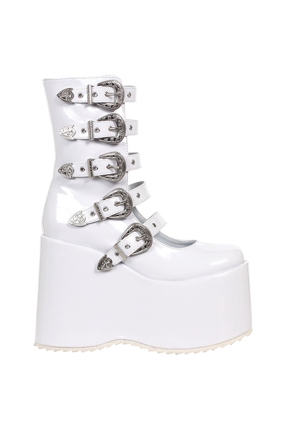 500-ASH PlatformBoots Adult White - Size 6
