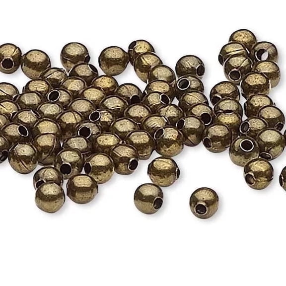 500 Antique Vintage Bronze Finished Steel Metal Round Jewelry Spacer Accent Beads (2.5mm)