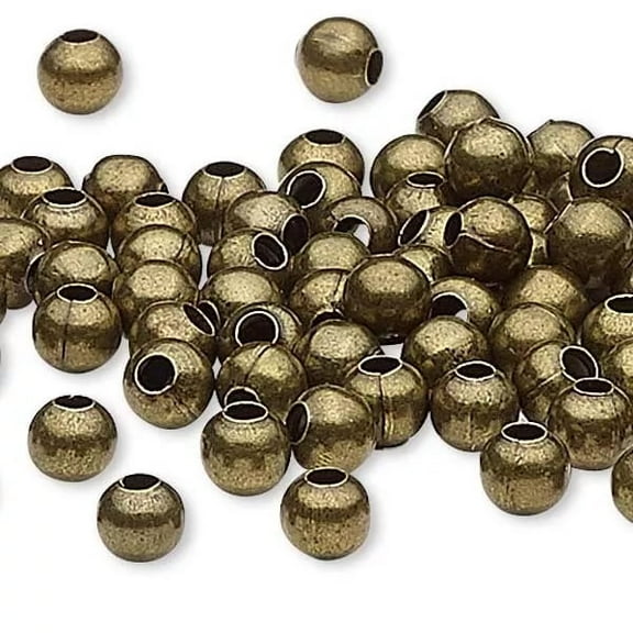 500 Antique Vintage Bronze Finished Steel Metal Round Jewelry Spacer Accent Beads (3mm)
