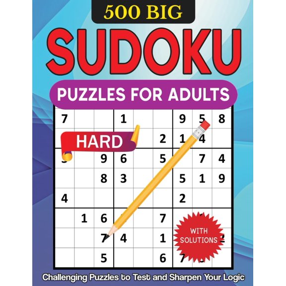 Hunter Puzzlers 500 BIG Sudoku Puzzle Book for Adults with Solutions (Paperback)
