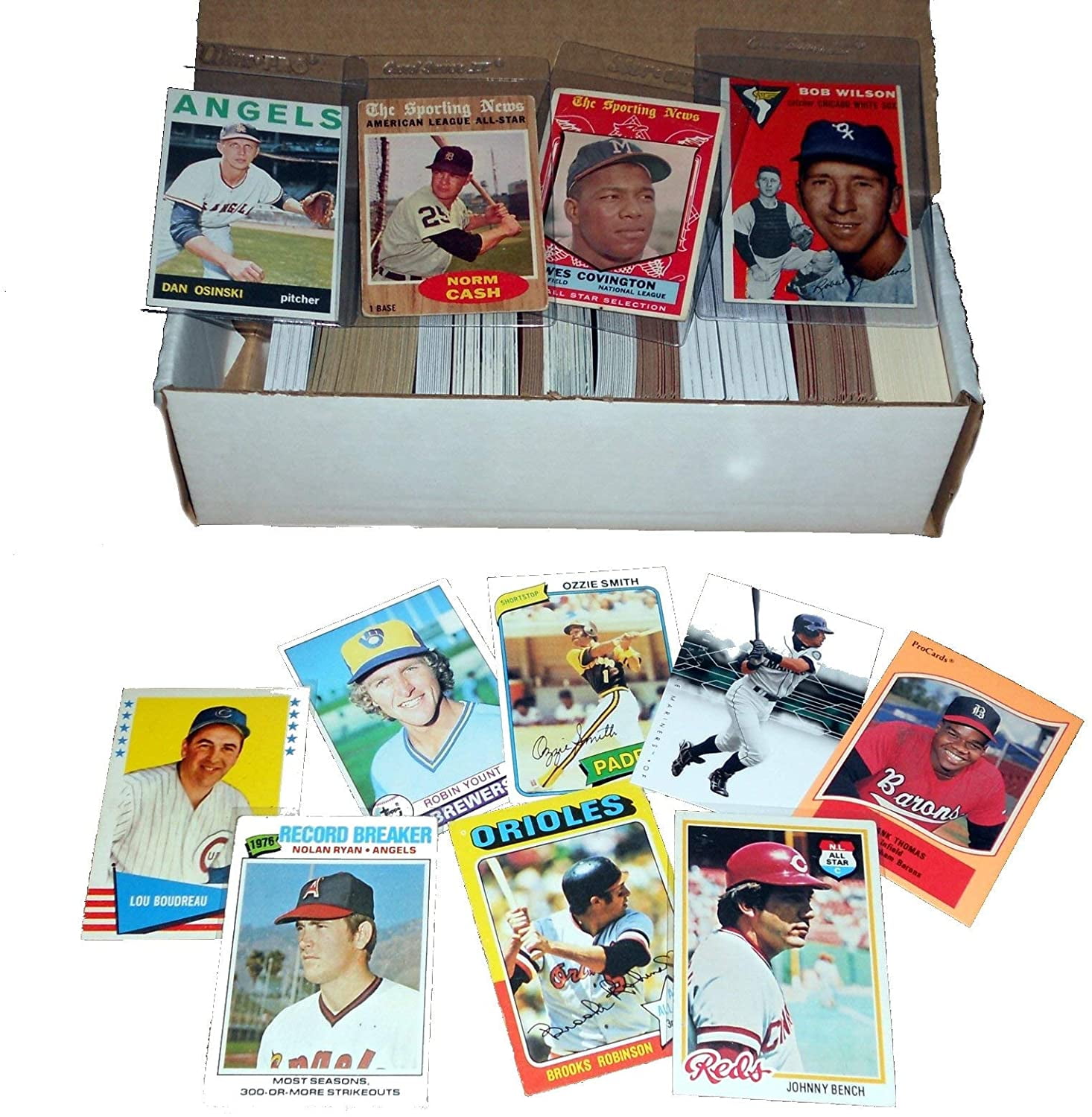 500 Baseball Card Starter Set Cards Incl. 1950s-60s-70s-80s Brands like Topps, Upper Deck & Fleer