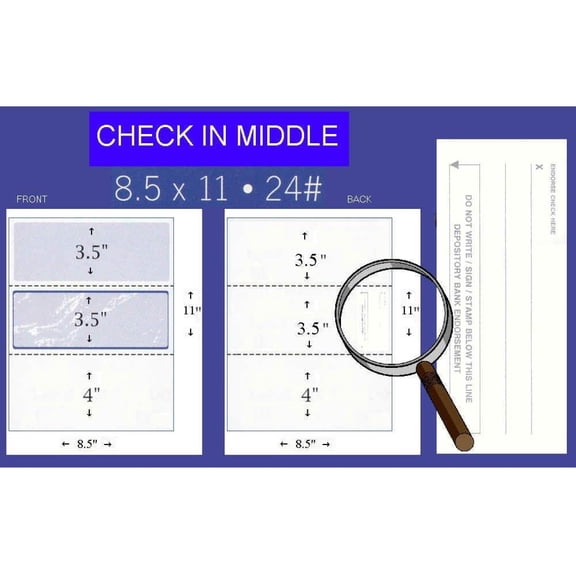 500 Blank Check Stock - Check in Middle - Blue Marble
