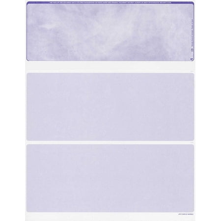 500 Blank Checks Stock - Color Marble Purple - Checks on Top