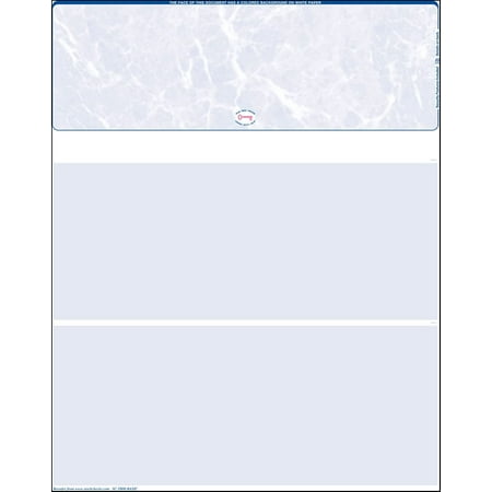 500 Blank Laser Check Stock - Blue Marble - Top. Order Checks!