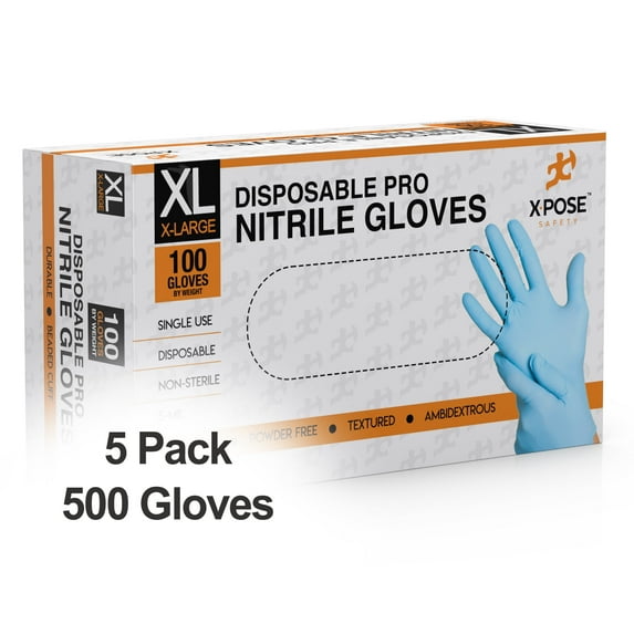 500 Blue Nitrile Gloves Powder Free, Non-Latex, Non-Exam Size X-Large - by Xpose Safety