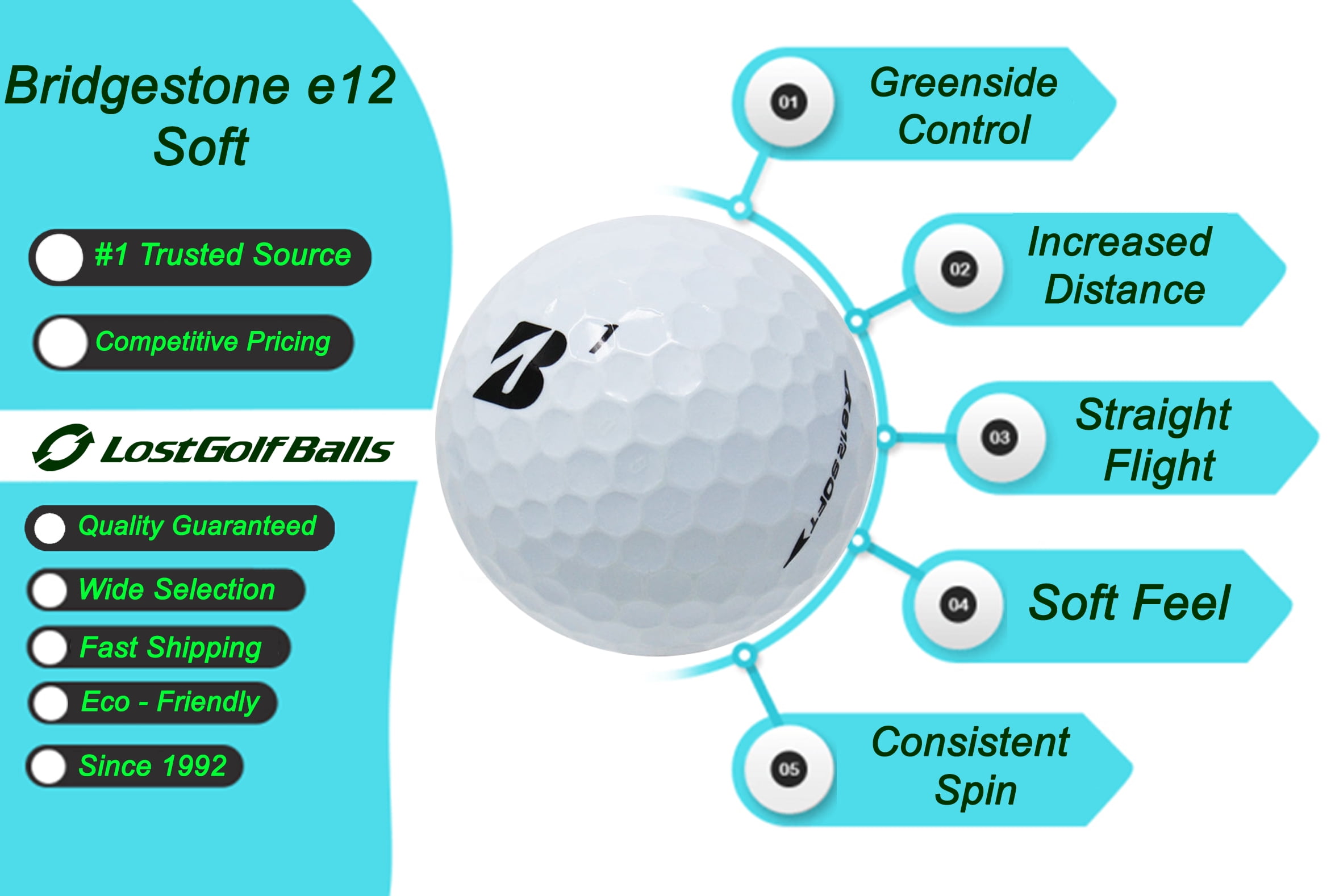 500 Bridgestone e6 Soft Golf Balls in Near Mint Condition, AAAA Quality, Recycled Used Golf Balls, Bulk, Best Value Golf Balls, White