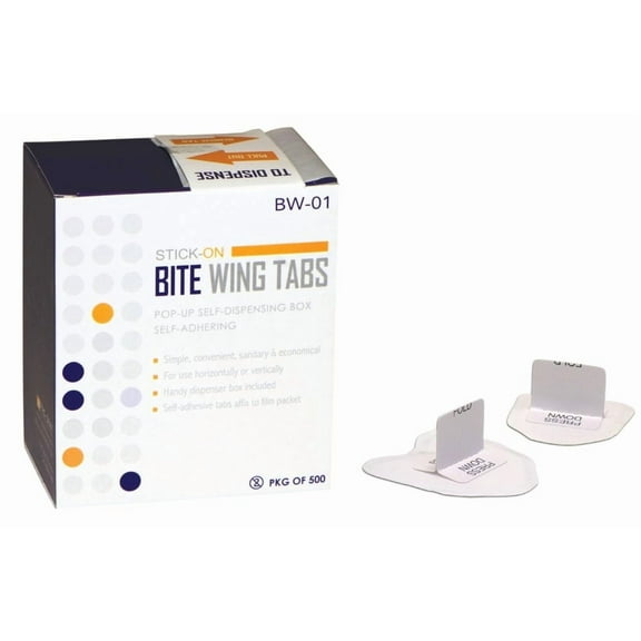 500/Bx Self-Adhesive Bite-Wing Tabs, Stick-On Tabs - Pac-Dent