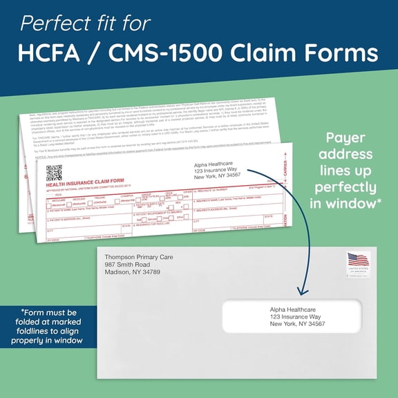 500 CMS 1500 Form Envelopes - Self Seal Design - Perfectly Fits your HCFA Medical Billing CMS-1500 Forms - 4 X 9 Inch (Pack of 500)$$Office