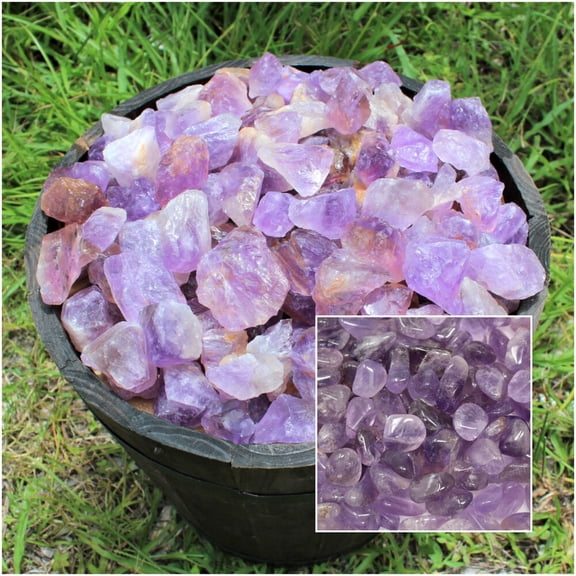 500 Carat Lot Rough Amethyst Natural (Brazil) Crystal & 1 Amethyst Tumble Stone