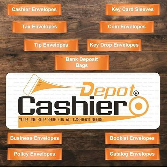 500 Cashier Depot DC240 Cashier's Report Envelope, Dual Currency Bank Report, 4 1/2" x 10 3/8", Sturdy 24lb. Brown Kraft, Strong Gum Flap, 500/Box