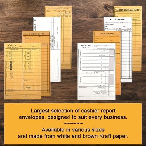 500 Cashier Depot EZ400 Cashier's Deposit Report Envelope, 4 1/8