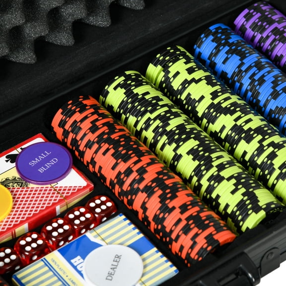 500 Chip Poker Set with Aluminum Case, 14 Gram Clay Casino Chips for Texas Holdem and Blackjack