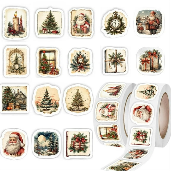 500 Christmas Roll Stickers, Christmas Stickers,for Christmas Party Supplies, Book, Cards, Water Bottles Decor,2 rolls x Stickers