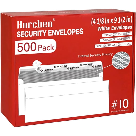 500 Count #10 Security Envelopes,Peel & Seal Windowless Business Envelopes,Security Tint Pattern for Mailing of Checks, Invoices, Documents - 4 1/8 x 9 1/2 Inch - White,