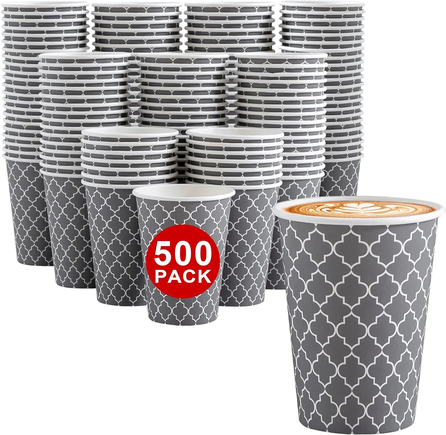 500 Count 12 oz Paper Coffee Cups Bulk, Disposable Paper Cups No Lids