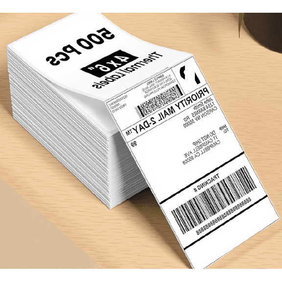 500-Count 4x6 Fanfold Thermal Shipping Labels, Waterproof Oil-Resistant Direct Thermal Address Labels for Label Printers