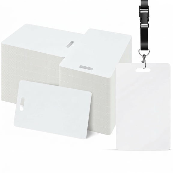 500 Count CR80 30 Mil PVC Blank ID Badge Cards, Vertical Slot Punch, Credit Card Size