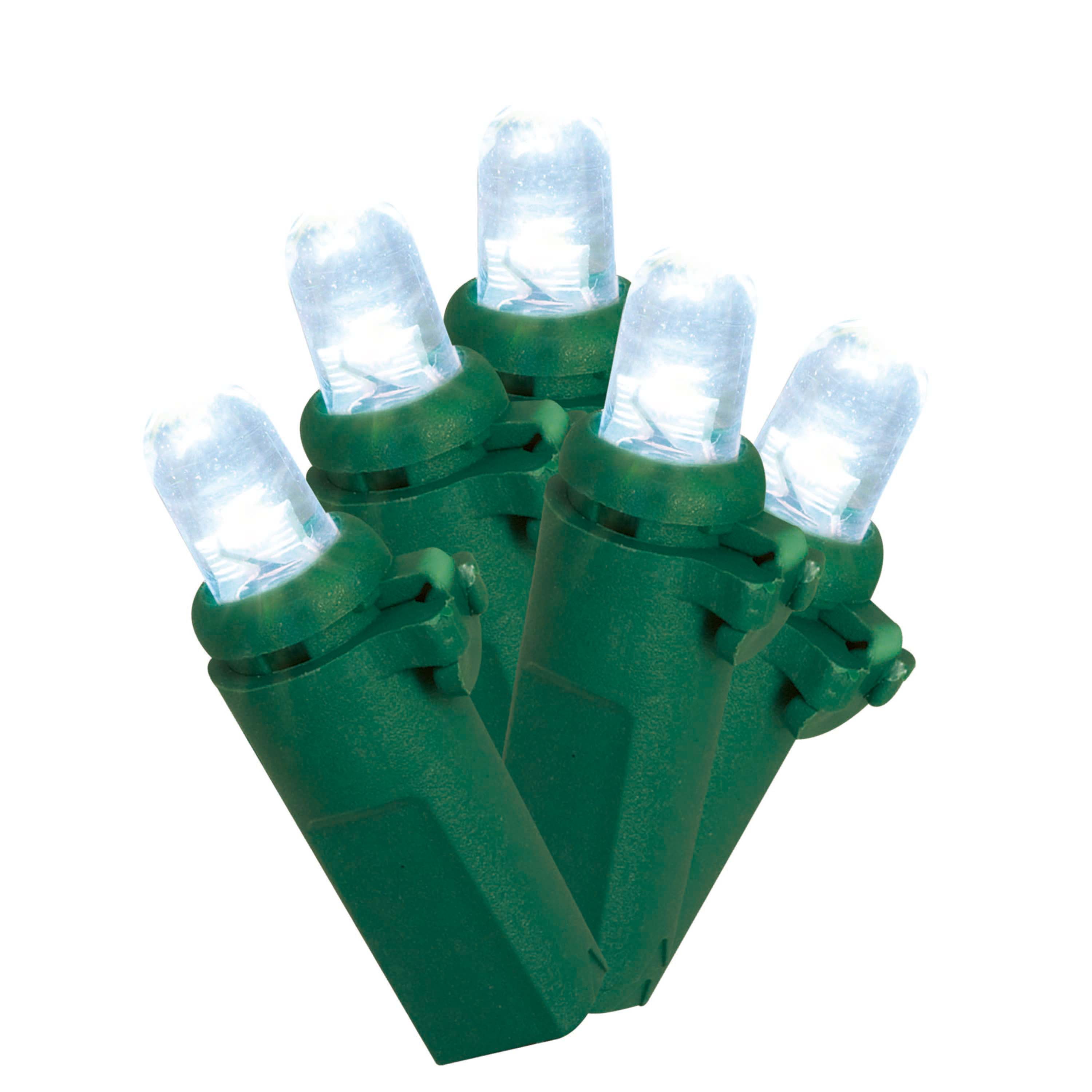 500Count Cool White LED Dome Christmas Lights with Green Wire, 100.8', Holiday Time