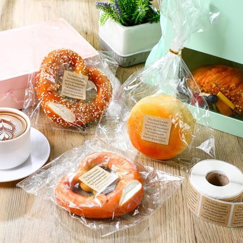 500 Count Cottage Food Law Labels Stickers Kraft Brown Home Made Stickers 1.5” Square Thermal Printed Labels for Home Kitchen Bakery Bread Sourdough