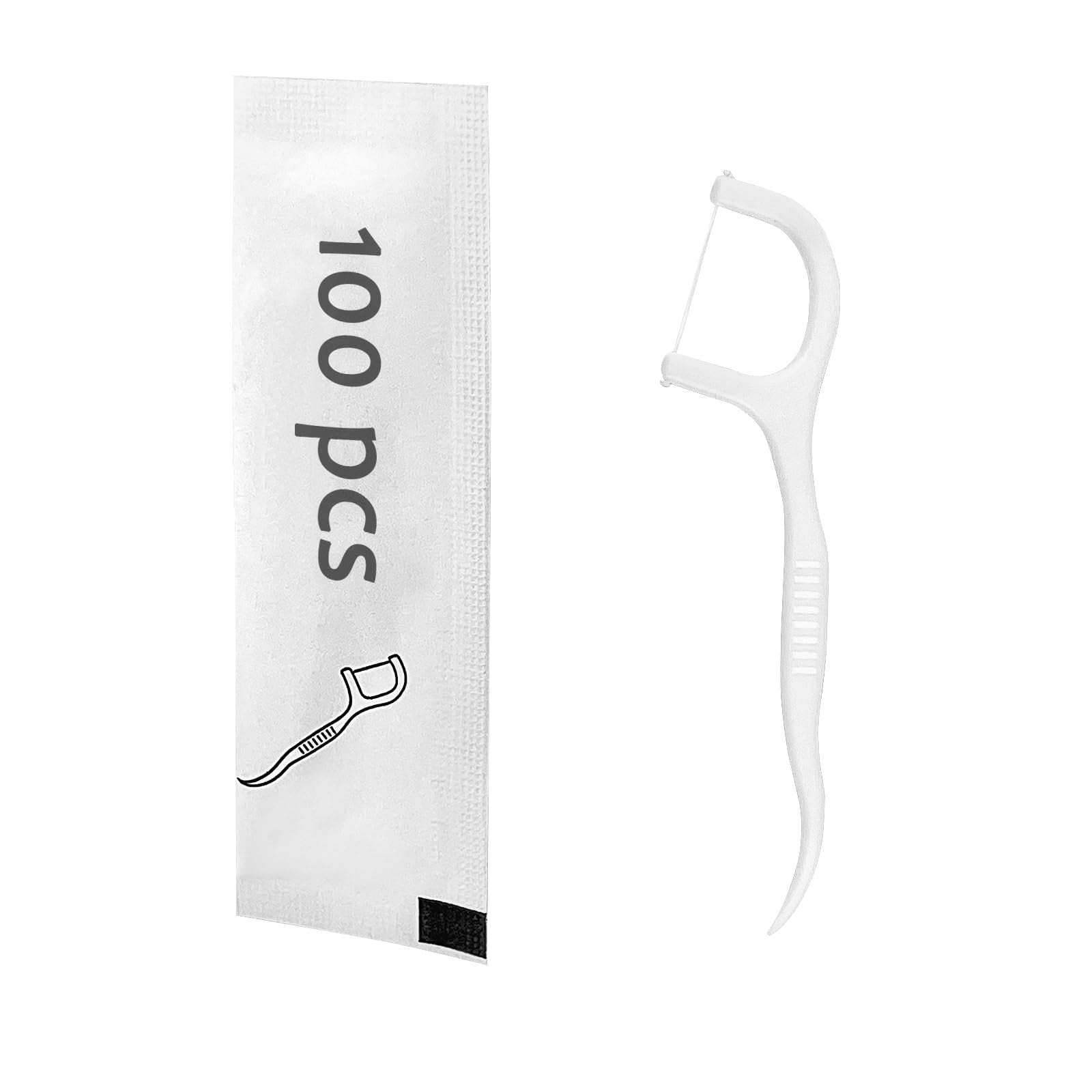 500 Count Dental Floss Bulk Individually Wrapped Floss Bulk Toothpicks for Oral Teeth Clean Tight Space Cleaning Plaque for Travel Hotel Office(White)
