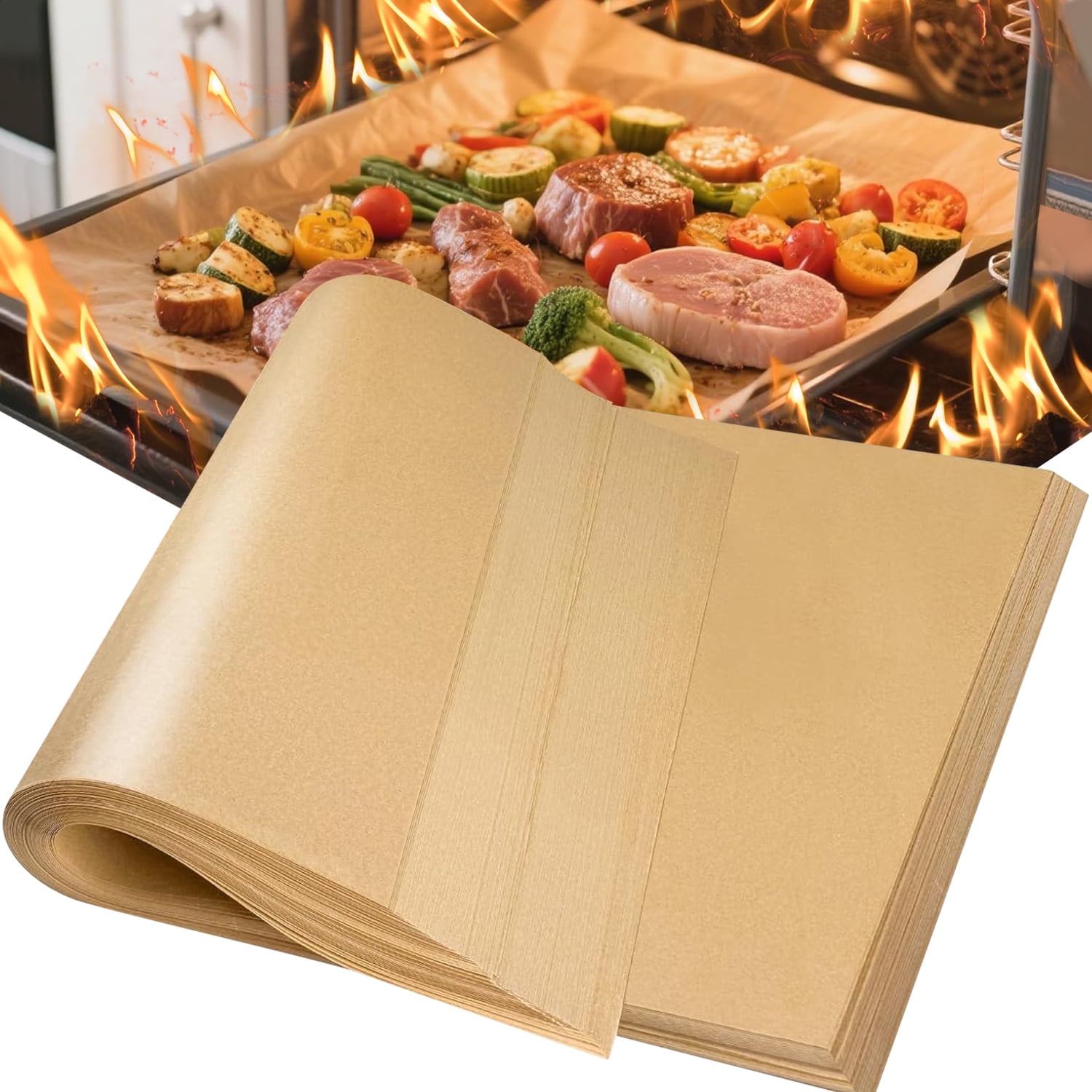 500 Count Heavy Duty parchment paper sheets for Baking, 8x12 inches unbleached parchment paper, Non-Stick pre cut parchment paper sheets for Baking Grilling Air Fryer.
