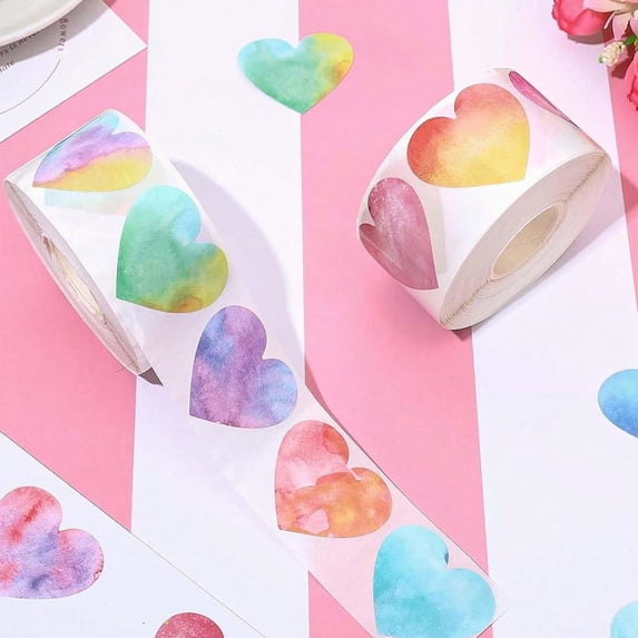 500-Count Mini Heart Valentine's Day Stickers - Decorative Adhesive Labels for Parties & Crafts - 1.5 Inch Colorful Self-Stick Embellishments - Perfect for Gift Wrapping & DIY
