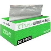 500 Count Pre-Cut Deli Aluminum Foil Sheets, 9” Pop Up Foil Sheets for Restaurant, Disposable Foil Sheets for Food, Tin Foil Sheets for Burrito, Hot Dog or Sandwich, Stock Your Home